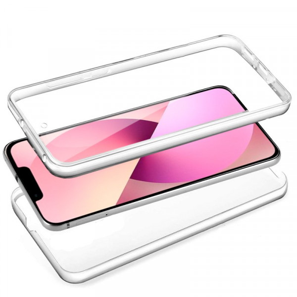 Funda COOL Silicona 3D para iPhone 13 (Transparente Frontal + Trasera) M 2