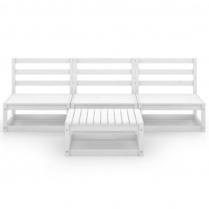 4 pcs conjunto lounge de jardim pinho maciço branco H