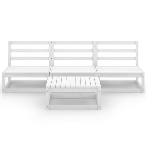4 pcs conjunto lounge de jardim pinho maciço branco M 2