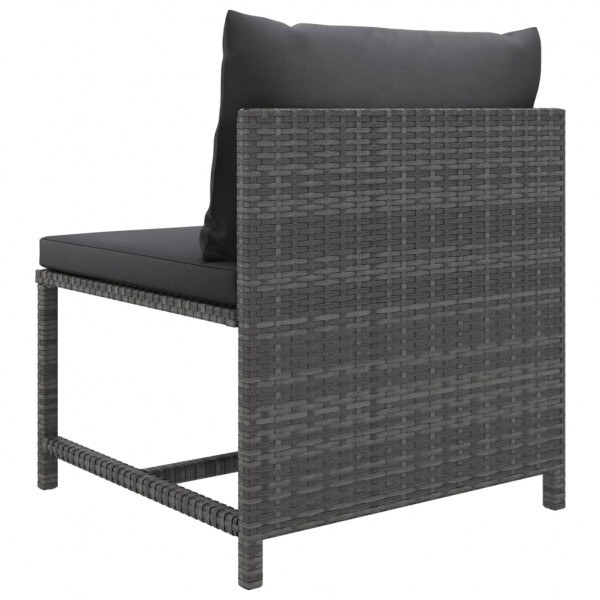Set de muebles de jardín 9 pzas y cojines ratán sintético gris M 5