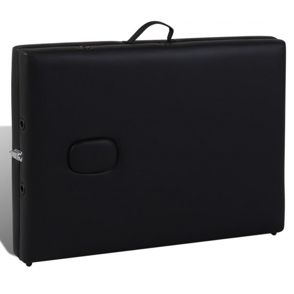 Camilla de masaje plegable 2 zonas estructura de madera negra M 5