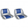 2x Asiento barco respaldo plegable cojín azul blanco 41x51x48cm 1