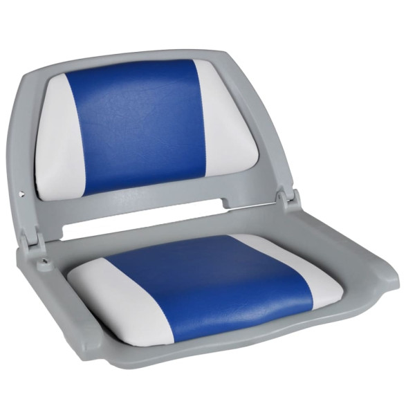 2x Asiento barco respaldo plegable cojín azul blanco 41x51x48cm M 2