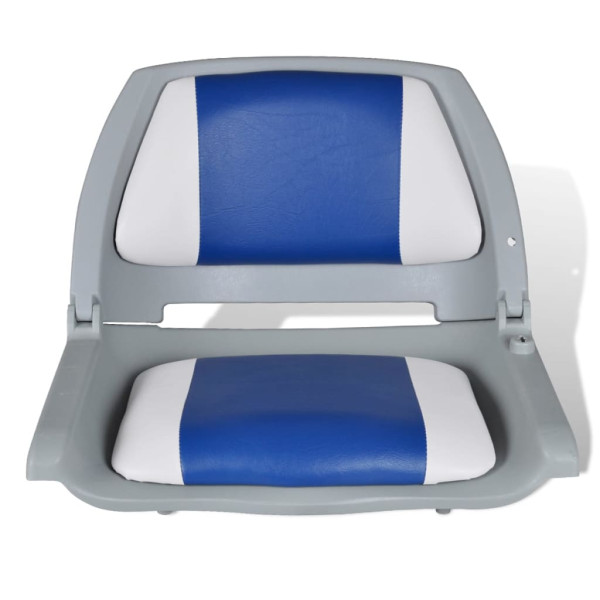 2x Asiento barco respaldo plegable cojín azul blanco 41x51x48cm M 3