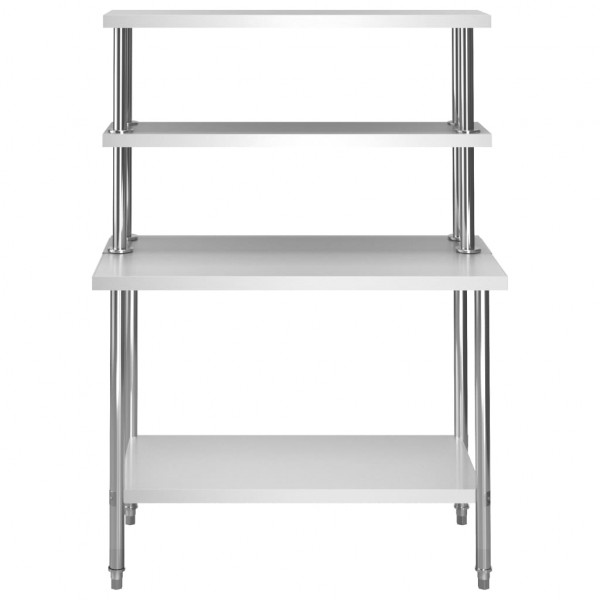Mesa de trabajo de cocina con estante acero inox 120x60x150 cm M 3