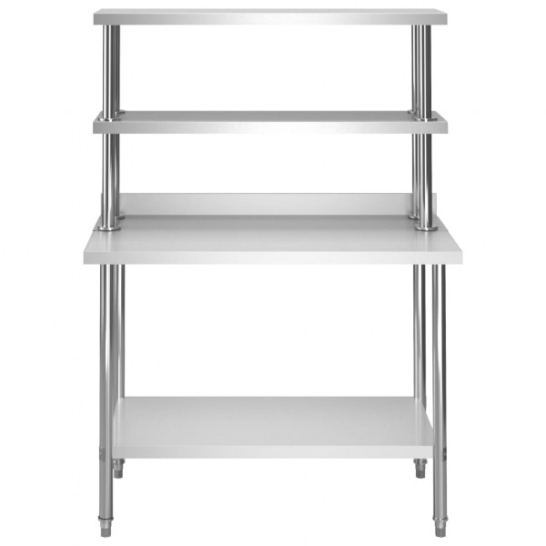 Mesa de trabajo de cocina con estante acero inox 120x60x150 cm M 3