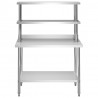 Mesa trabalho cozinha c/ prateleira 120x60x150cm aço inoxidável 3
