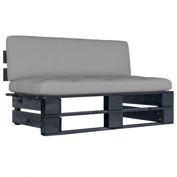 Sofá central de palets de jardín madera pino impregnada negro D
