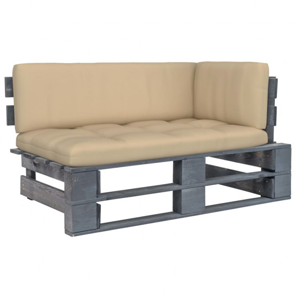 Sofá de jardín esquina de palets madera de pino impregnada gris D