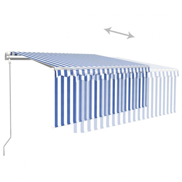 Toldo retrátil automático com estore 3x2.5 m azul e branco M 5