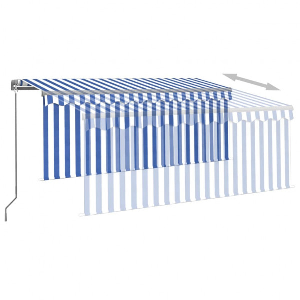 Toldo manual retráctil con persiana y LED azul y blanco 3x2.5 m M 4