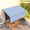 Toldo retrátil manual com estore 4x3 m azul e branco 1