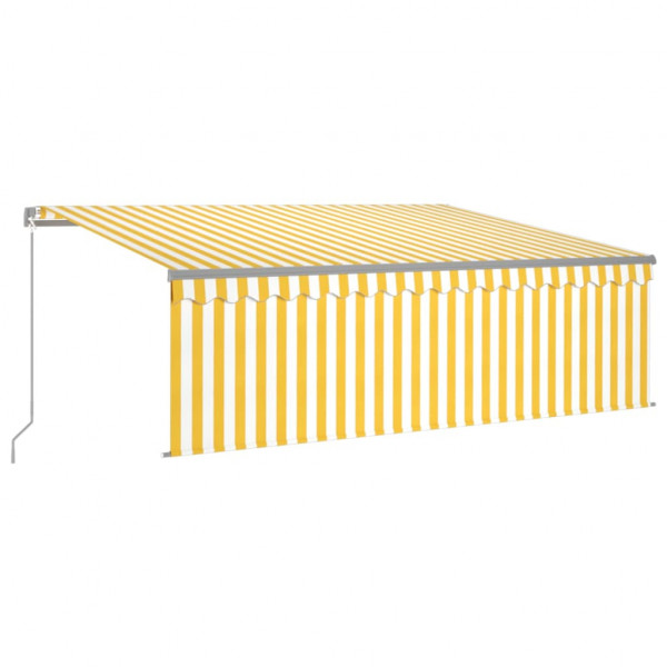 Toldo retráctil manual con persiana amarillo y blanco 4x3 m M 2