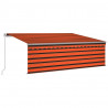 Toldo retráctil manual con persiana naranja y marrón 4x3 m 2