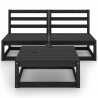 3 pcs conjunto lounge de jardim pinho maciço preto 2