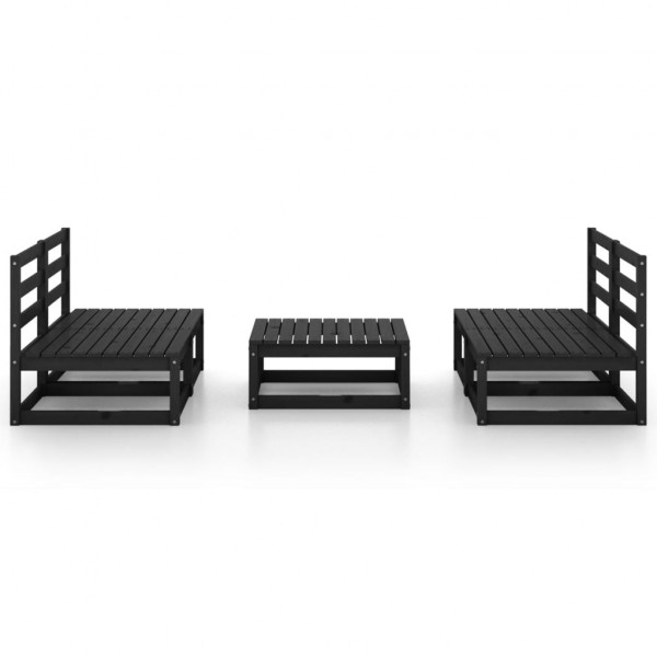 5 pcs conjunto lounge de jardim pinho maciço preto M 2