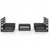 5 pcs conjunto lounge de jardim pinho maciço preto 2