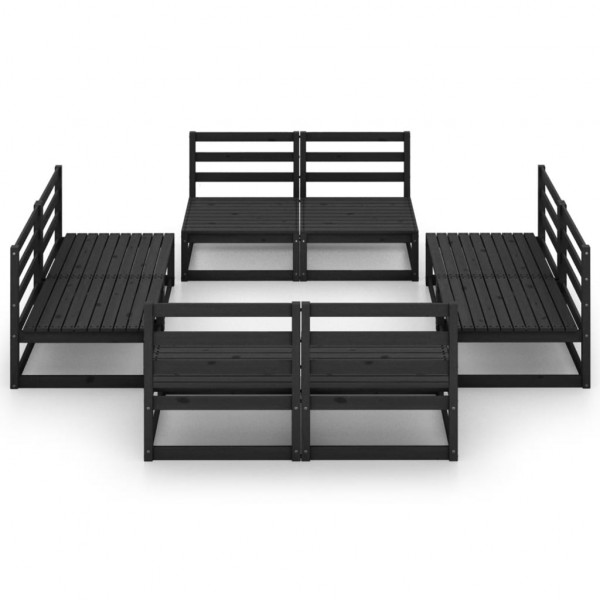 8 pcs conjunto lounge de jardim pinho maciço preto M 2