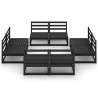 Juego de muebles de jardín 8 piezas negro madera maciza de pino 2