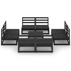 Juego de muebles de jardín 9 piezas negro madera madera pino H