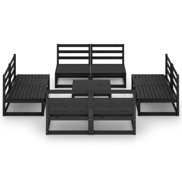 9 pcs conjunto lounge de jardim pinho maciço preto M 2
