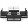 9 pcs conjunto lounge de jardim pinho maciço preto 2