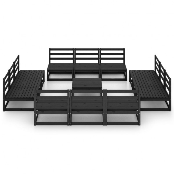 13 pcs conjunto lounge de jardim pinho maciço preto M 2