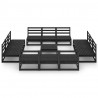 13 pcs conjunto lounge de jardim pinho maciço preto 2