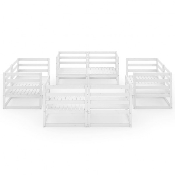 8 pcs conjunto lounge de jardim pinho maciço branco M 2