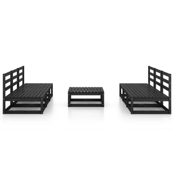 7 pcs conjunto lounge de jardim pinho maciço preto M 2