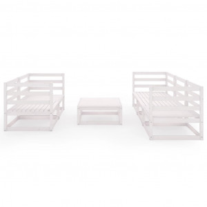 Set de salón de jardín de 6 pzas blanco madera maciza de pino H