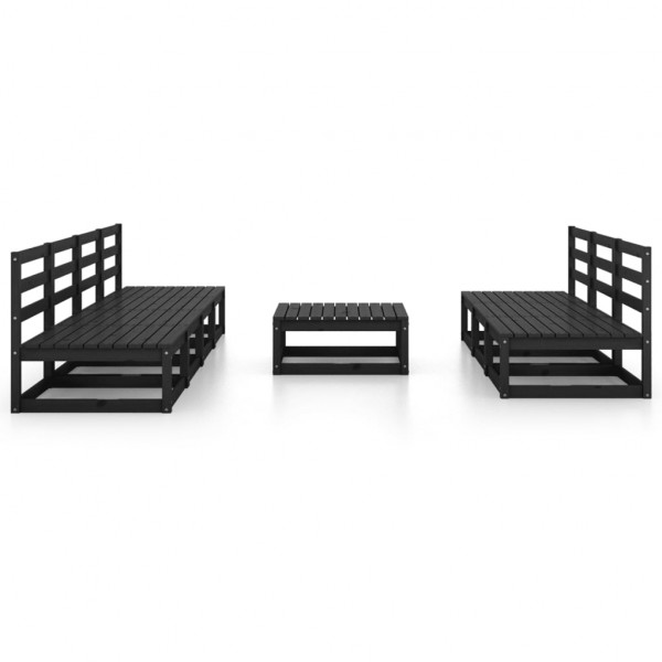 8 pcs conjunto lounge de jardim pinho maciço preto M 2