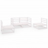 4 pcs conjunto lounge de jardim pinho maciço branco 1