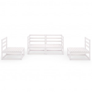 Set de salón de jardín de 4 piezas blanco madera maciza de pino H