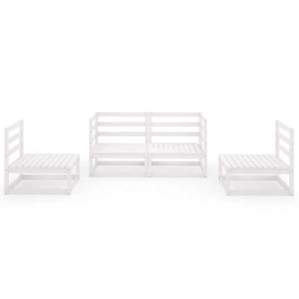 Set de salón de jardín de 4 piezas blanco madera maciza de pino M 2