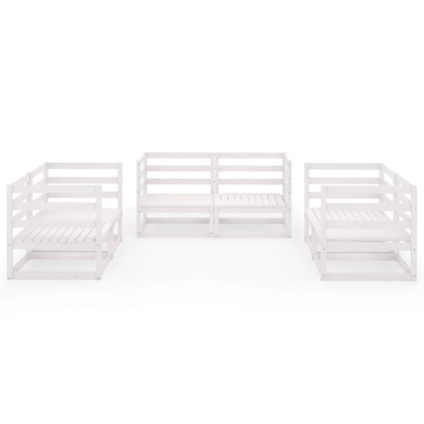 Set de salón de jardín de 6 piezas blanco madera maciza de pino M 2