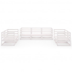 7 pcs conjunto lounge de jardim pinho maciço branco H