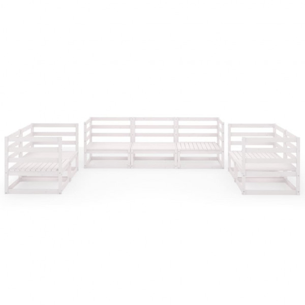 Set de salón de jardín de 7 piezas blanco madera maciza de pino M 2