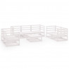 8 pcs conjunto lounge de jardim pinho maciço branco 1