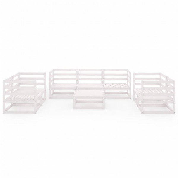 8 pcs conjunto lounge de jardim pinho maciço branco M 2