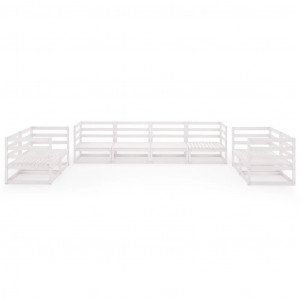 8 pcs conjunto lounge de jardim pinho maciço branco H