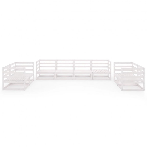 Set de salón de jardín de 8 piezas blanco madera maciza de pino M 2