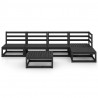 Juego de muebles de jardín 6 piezas negro madera maciza de pino 2