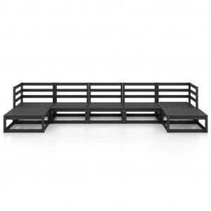 Juego de muebles de jardín 7 piezas madera maciza pino H