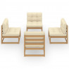 Muebles de jardín 4 piezas con cojines de madera de pino maciza 2