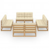 8 pcs conjunto lounge de jardim c/ almofadões pinho maciço 2