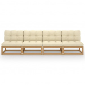 Sofá de jardín 4 plazas con cojines madera maciza de pino H