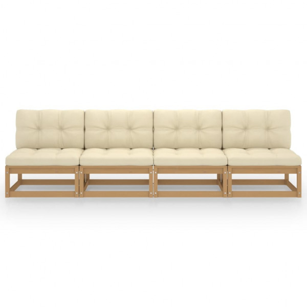 Sofá de jardín 4 plazas con cojines madera maciza de pino M 2