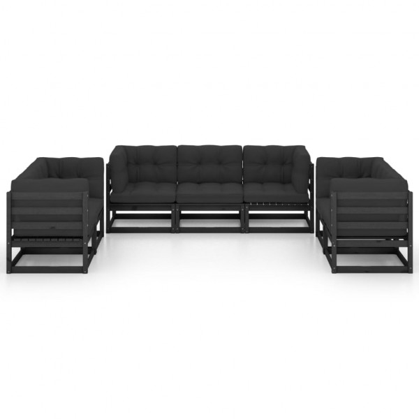 Juego de muebles de jardín 7 pzas y cojines madera pino maciza M 2