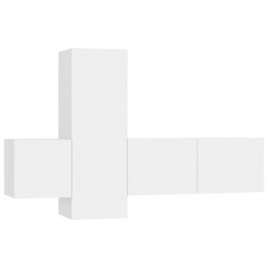 Set de muebles de salón TV 3 piezas madera de ingeniería blanco H